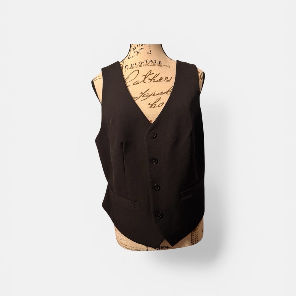 Express Dark Black Button-Up Vest